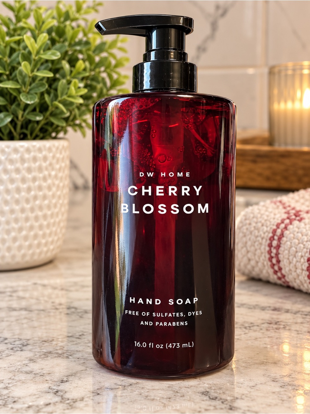 DW Home Glass Bottle Cherry Blossom Hand Soap